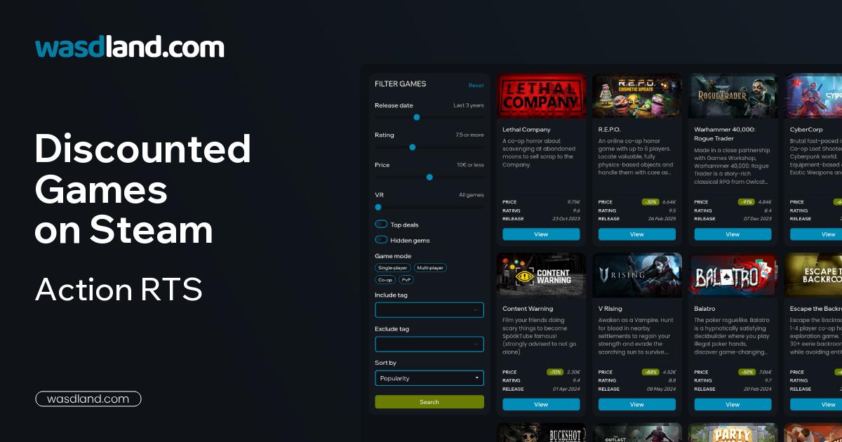 Best Action RTS Steam Games on Sale · July 2026 · wasdland.com