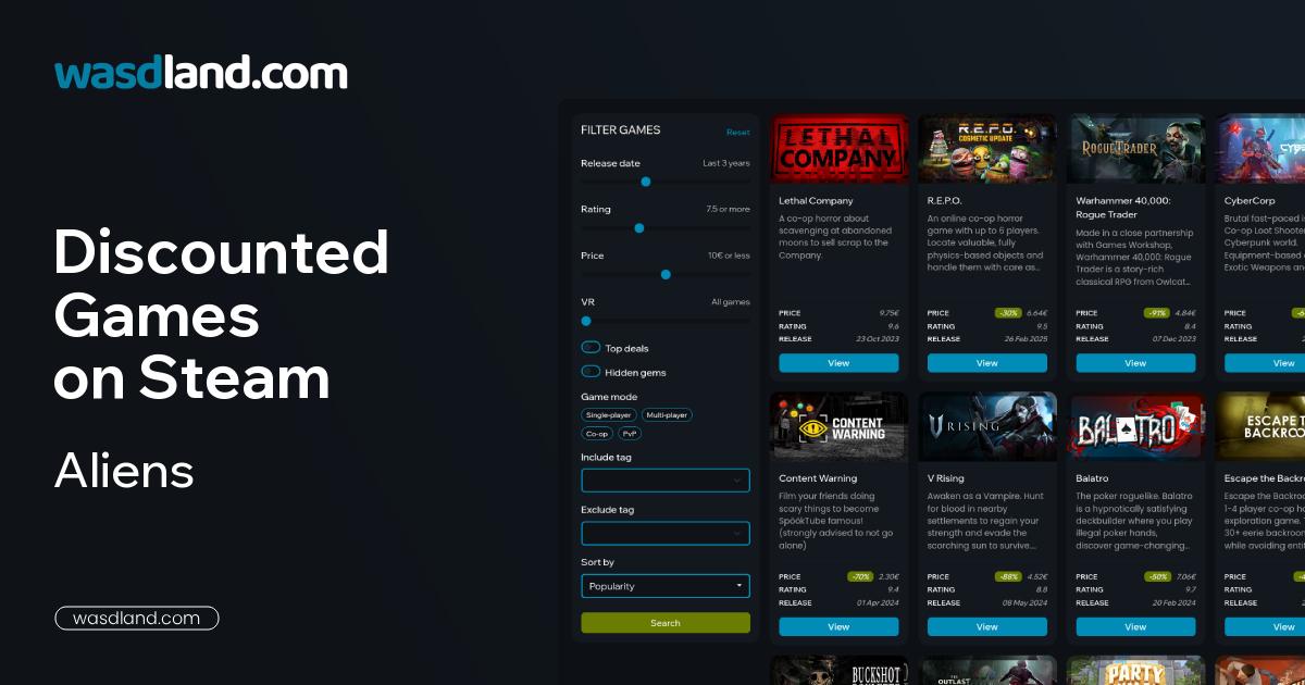 Best Aliens Steam Games on Sale · June 2026 · wasdland.com