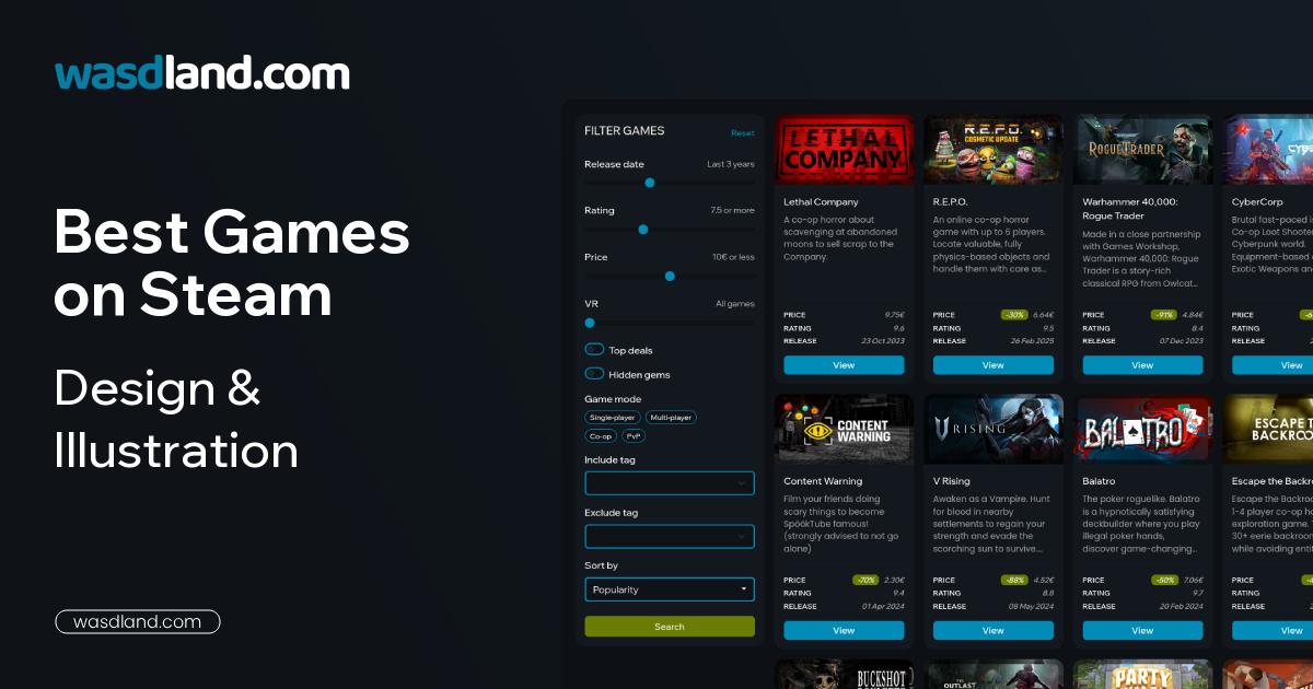 Best Design & Illustration Games on Steam · August 2026 · wasdland.com
