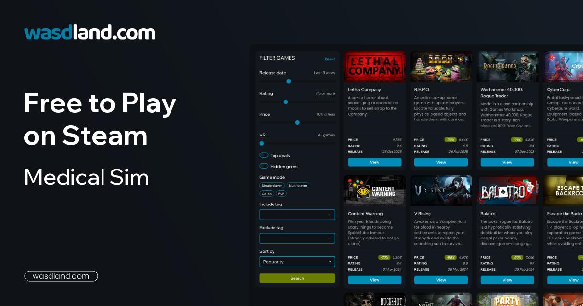 Best Free to Play Medical Sim Games on Steam · February 2026 · wasdland.com