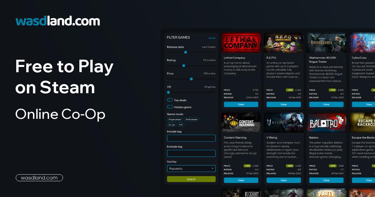 Best Free to Play Online Co-Op Games on Steam · August 2026 · wasdland.com
