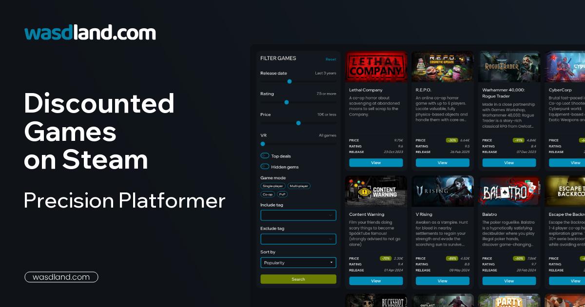 Best Precision Platformer Steam Games on Sale · October 2026 · wasdland.com