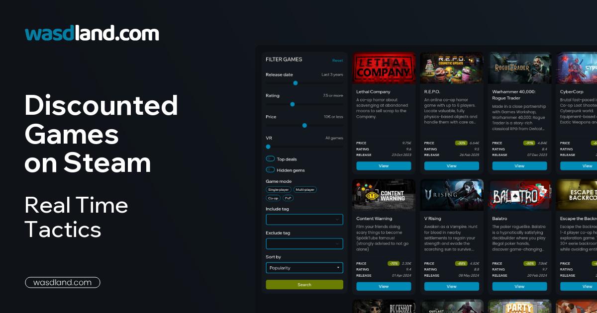 Best Real Time Tactics Steam Games on Sale · July 2026 · wasdland.com