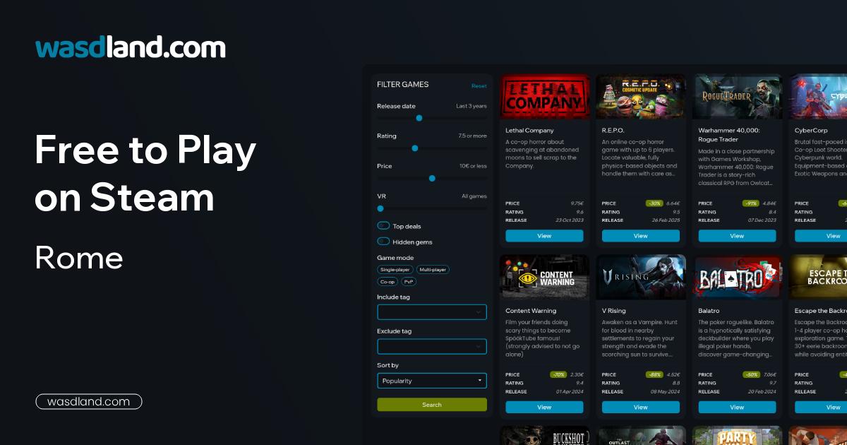 Free to Play Rome Games on Steam - August 2025