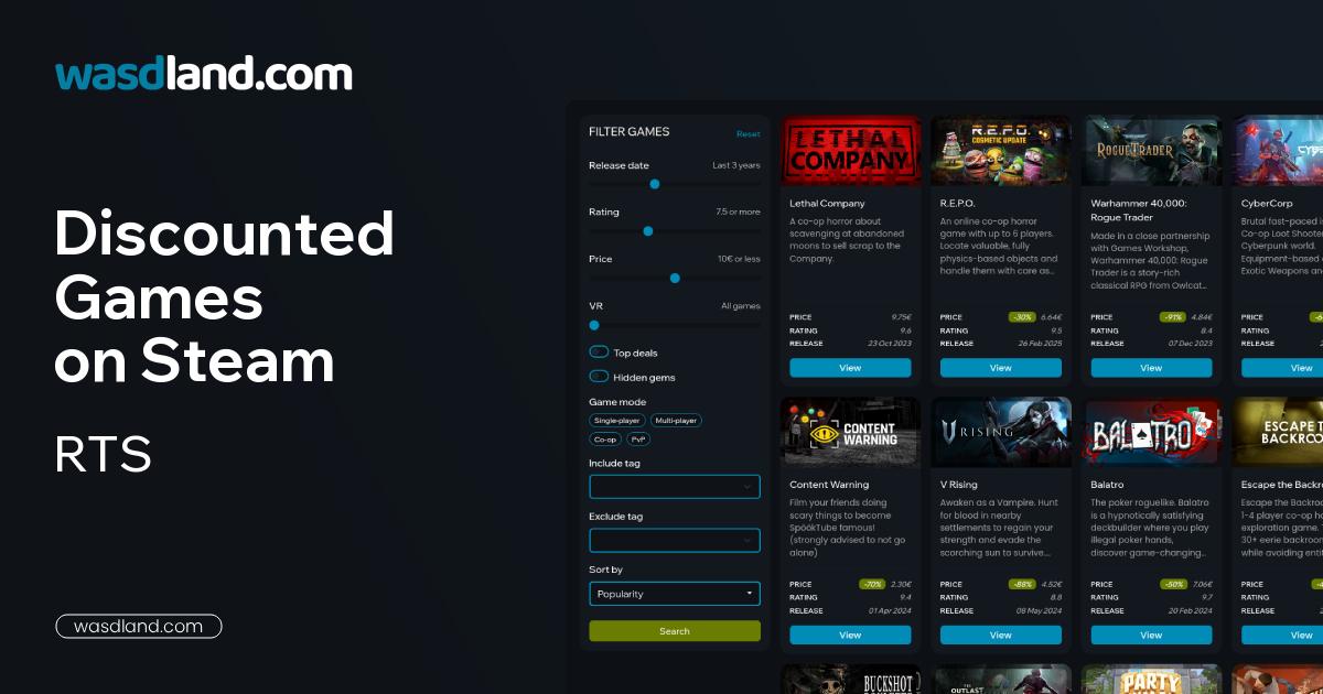 Best RTS Steam Games on Sale · August 2026 · wasdland.com