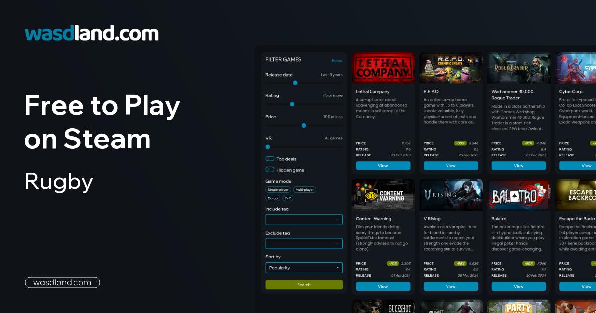 Best Free to Play Rugby Games on Steam · August 2026 · wasdland.com