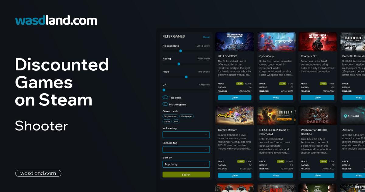 Best Shooter Steam Games on Sale · July 2026 · wasdland.com