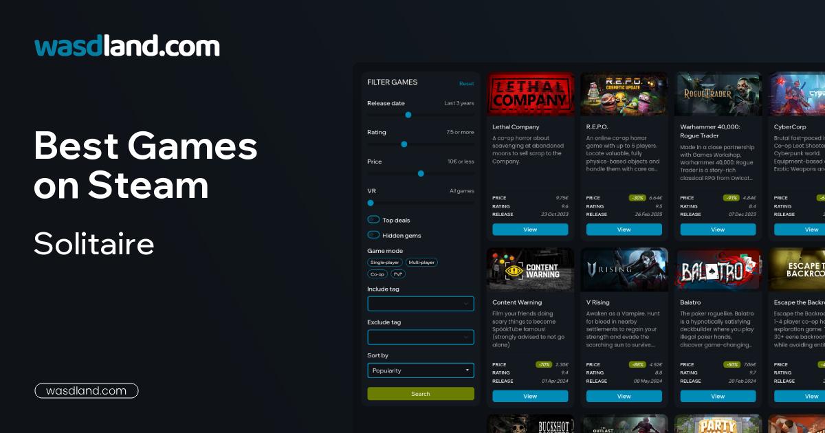 Best Solitaire Games on Steam · July 2026 · wasdland.com