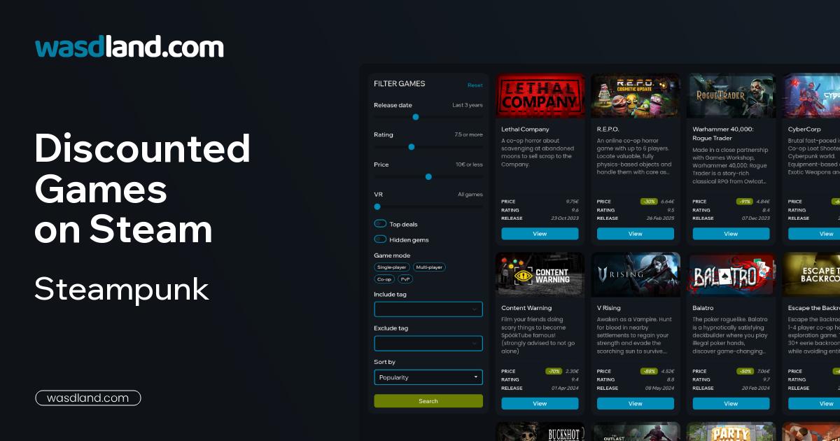 Best Steampunk Steam Games on Sale · July 2026 · wasdland.com
