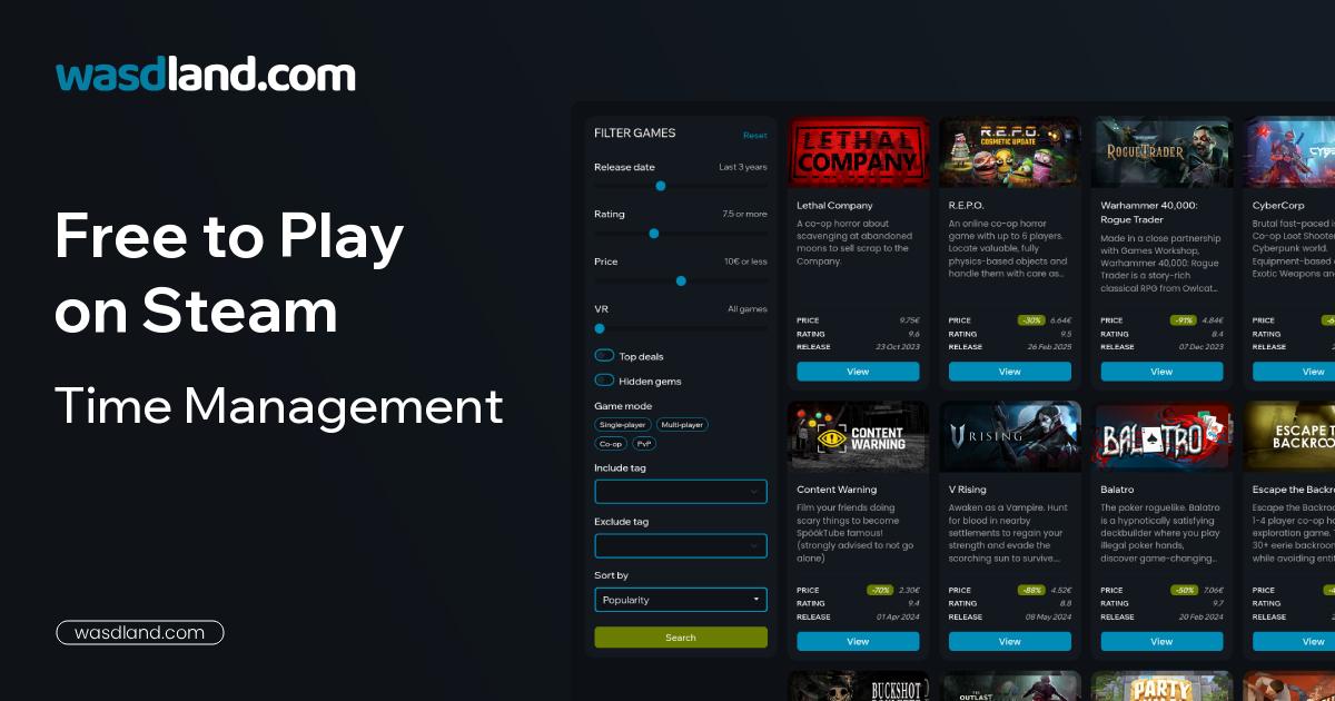Best Free to Play Time Management Games on Steam · July 2026 · wasdland.com